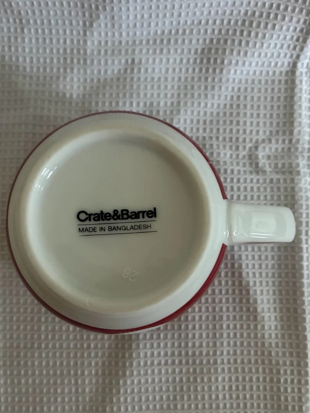 Crate & Barrel Red Christmas Snowman Ceramic Mug